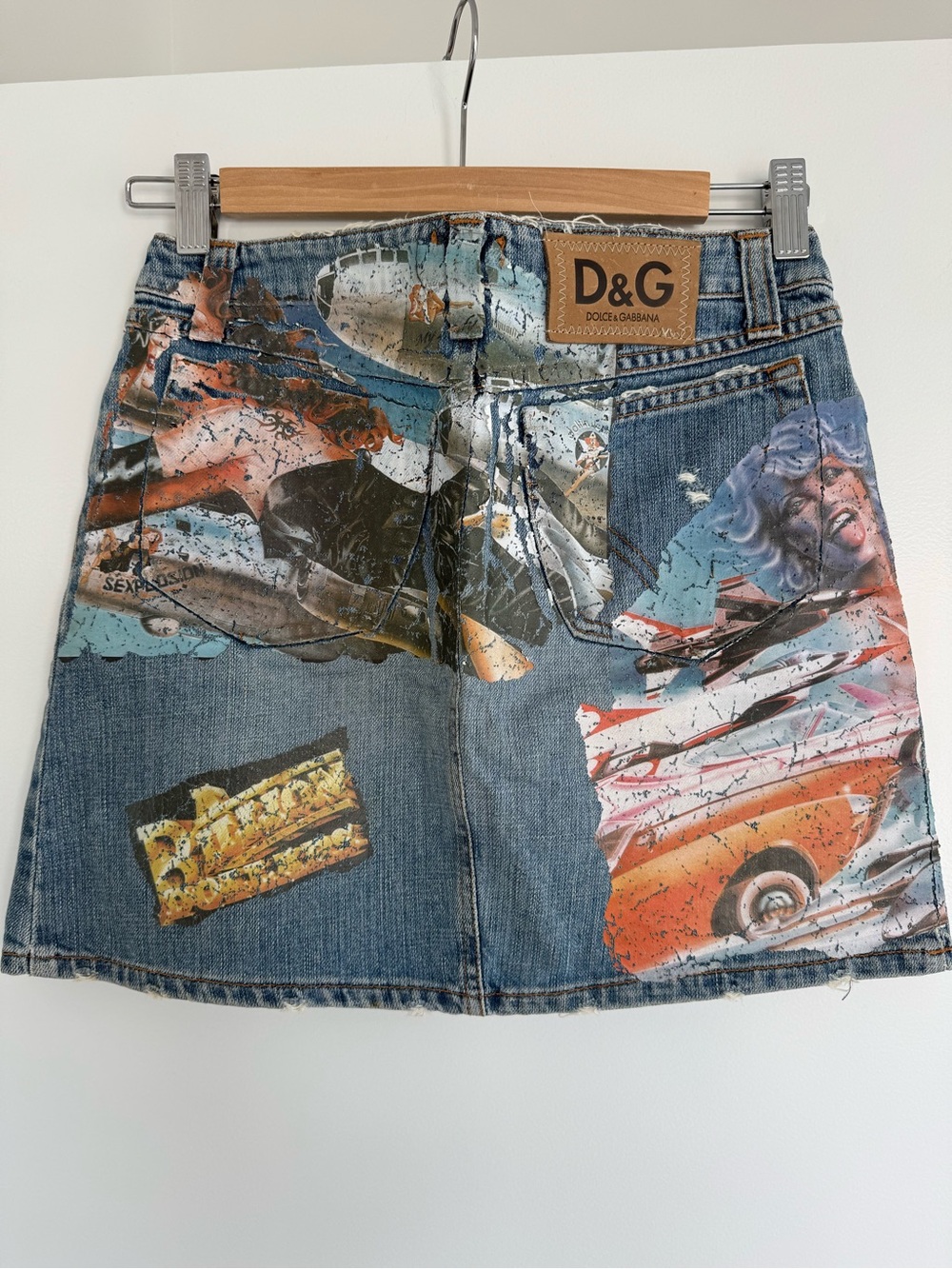 Dolce & Gabbana Blue Denim Graphic Patchwork Mini Skirt - Picture 2 of 8